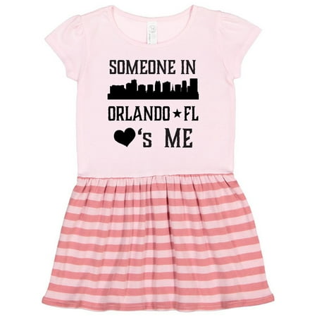 

Inktastic Orlando Florida Someone Loves Me Skyline Gift Toddler Girl Dress