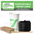 thumbnail image 4 of 16 oz Compostable Paper Cups with Black Dome Lids, Sleeves and Wooden Stirrers - Biodegradable Disposable White Paper Coffee Cups PLA Lined - Eco-friendly Hot and Cold Drinking Cups (300), 4 of 4