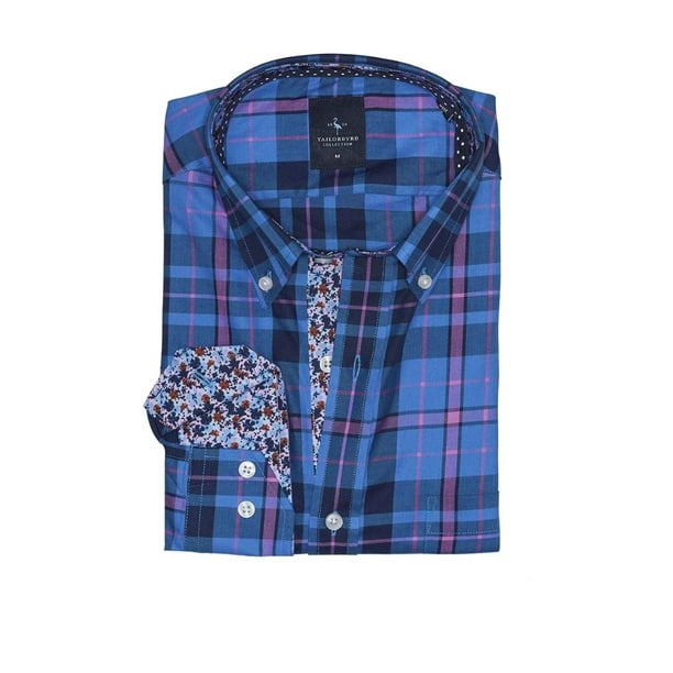 Tailor Byrd Men's Shirt Purple Large Button Down Plaid L Walmart