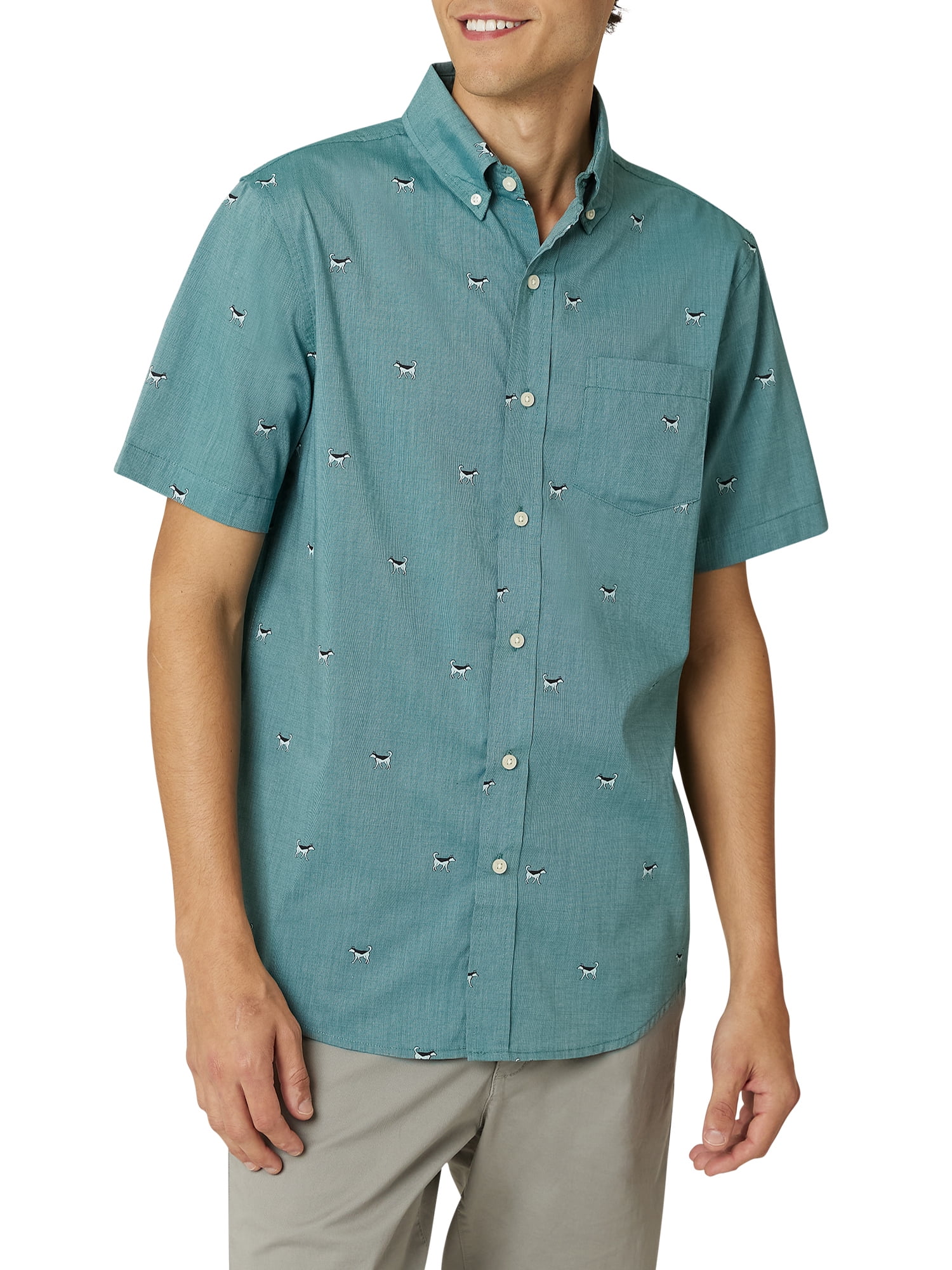 Chaps Men's Short Sleeve Sustainable Easy Care Woven ShirtSizes XS up