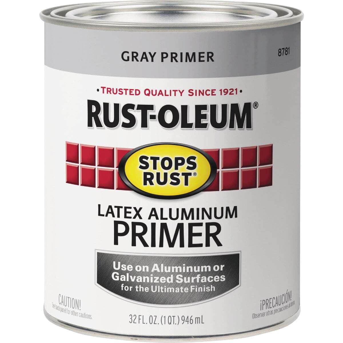 Rust-Oleum Stops Rust Latex Aluminum Primer, Gray, 1 Qt. 8781502