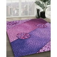 thumbnail image 3 of Ahgly Company Machine Washable Indoor Round Transitional Dark Magenta Purple Area Rugs, 3' Round, 3 of 7