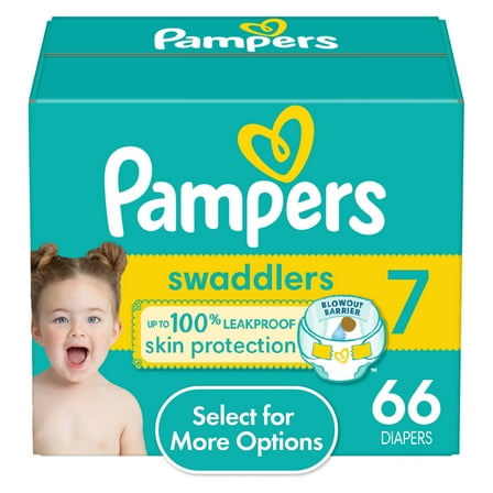 Pampers Swaddlers Baby Diapers Size 7, 66 Count (Select for More Options)