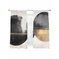 thumbnail image 2 of Abstract Art Sheer Curtains 63 Inches Long 2 Panels Black Gold Circle Striped Geometric Minimalist Light Filtering Semi Sheer Window Curtains Drapes for Bedroom Living Room 52"x63", 2 of 7