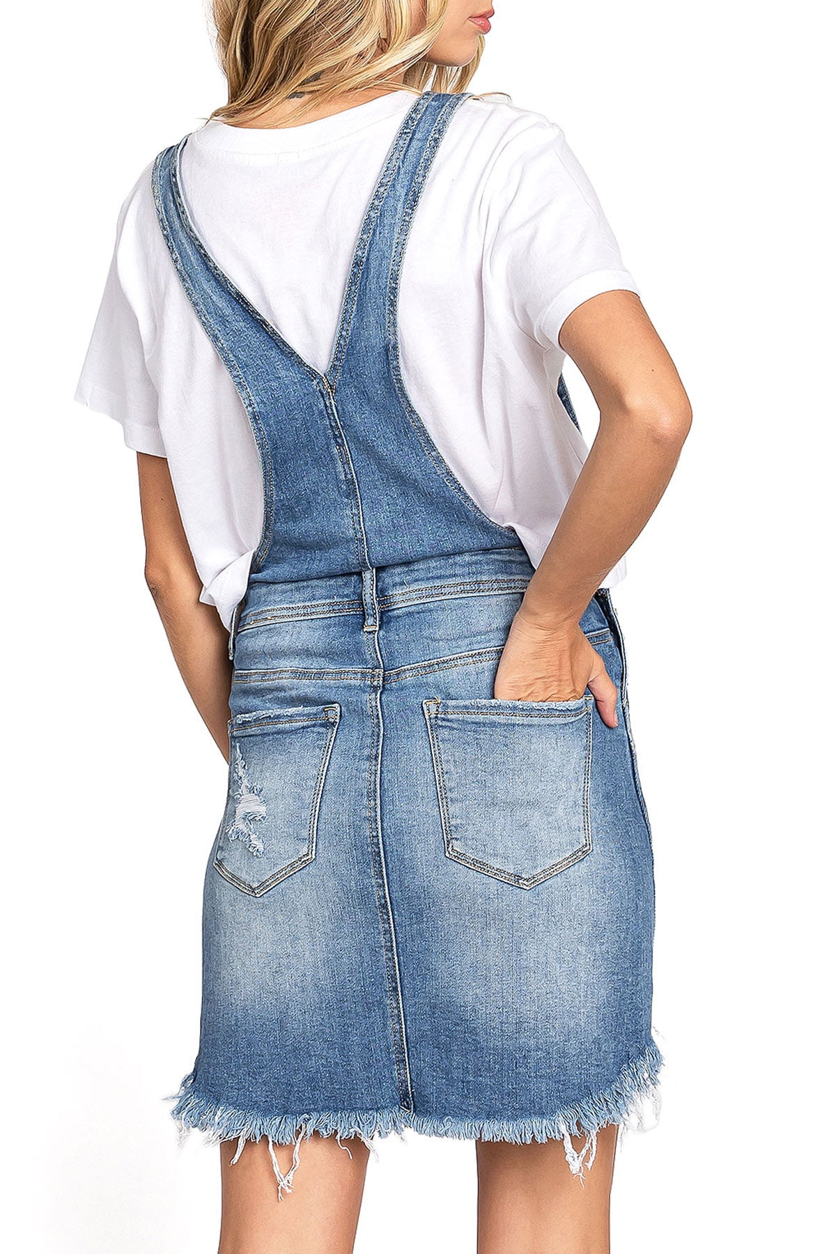 Lilgiuy Summer Sales Women's Denim Bib Overall Denim Pinafore Dress Button Denim  Dress with Suspenders Pinafore Dress Skirt Jeans Jumpers - Walmart.com
