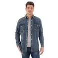 thumbnail image 2 of Wrangler Men's Cowboy Cut Work Western Long Sleeve Shirt Color Rigid Indigo Denim Small, 2 of 4