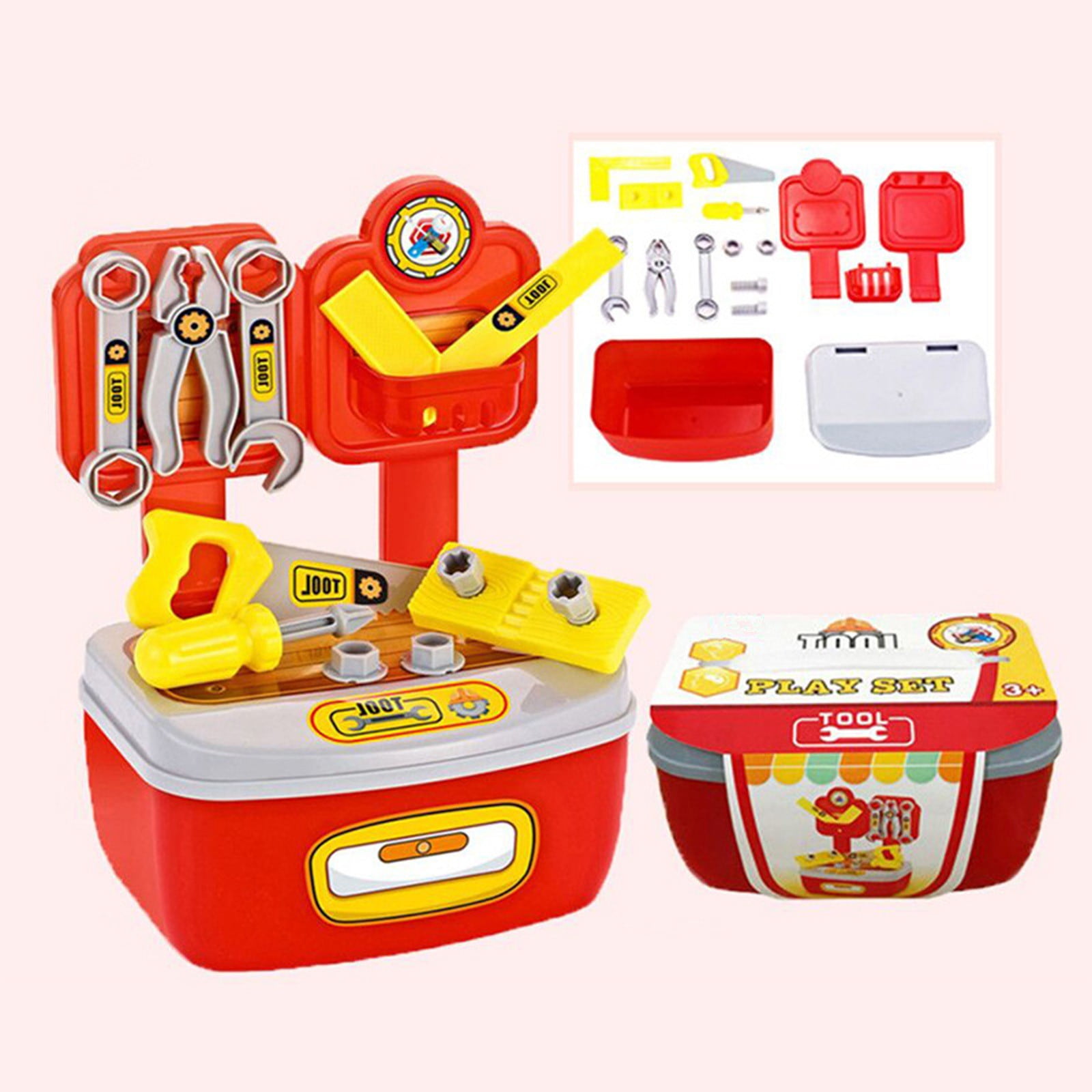 Toddler Toys Clearance! Kids Toy Gifts QTOCIO Children's DIY Toy Sets, Children's Tool Sets, DIY Toy Engineer Tools, Pretend Game Tools, Birthday Gifts For Boys And Girls Aged 3, 4, 5, 6, 7, 8, Red