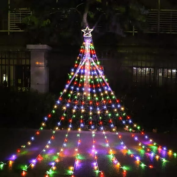 Christmas Outdoor Star String Lights, Waterfall Lights for Christmas Tree Decorations, Home Party Wedding Garden Yard Patio Xmas Outdoor Décor - Colored Light