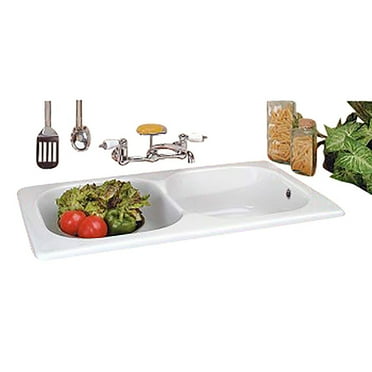 Renovator's Supply Double Basin Italian Porcelain Drop-In Counter Kitchen Sink