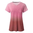thumbnail image 7 of YYDGH Womens Summer Tie Dye Gradient Short Sleeve T Shirts Ombre V Neck Tops Loose Fit Red S, 7 of 7