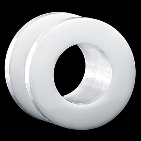 Horn Flesh Tunnel - White Acrylic Double Flare Screw-On Flesh Tunnel Plug