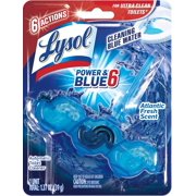 Lysol Power & Blue 6, Automatic Toilet Bowl Cleaner, Atlantic Fresh, 1 ct (Pack of 4)