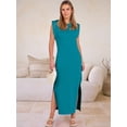 thumbnail image 6 of ANRABESS Summer Casual Sleeveless Maxi Dress for Women Crewneck Loose Split Wrinkle-Free Travel Vacation Long Dress Beach Sundress with Pockets Lake Blue M, 6 of 12