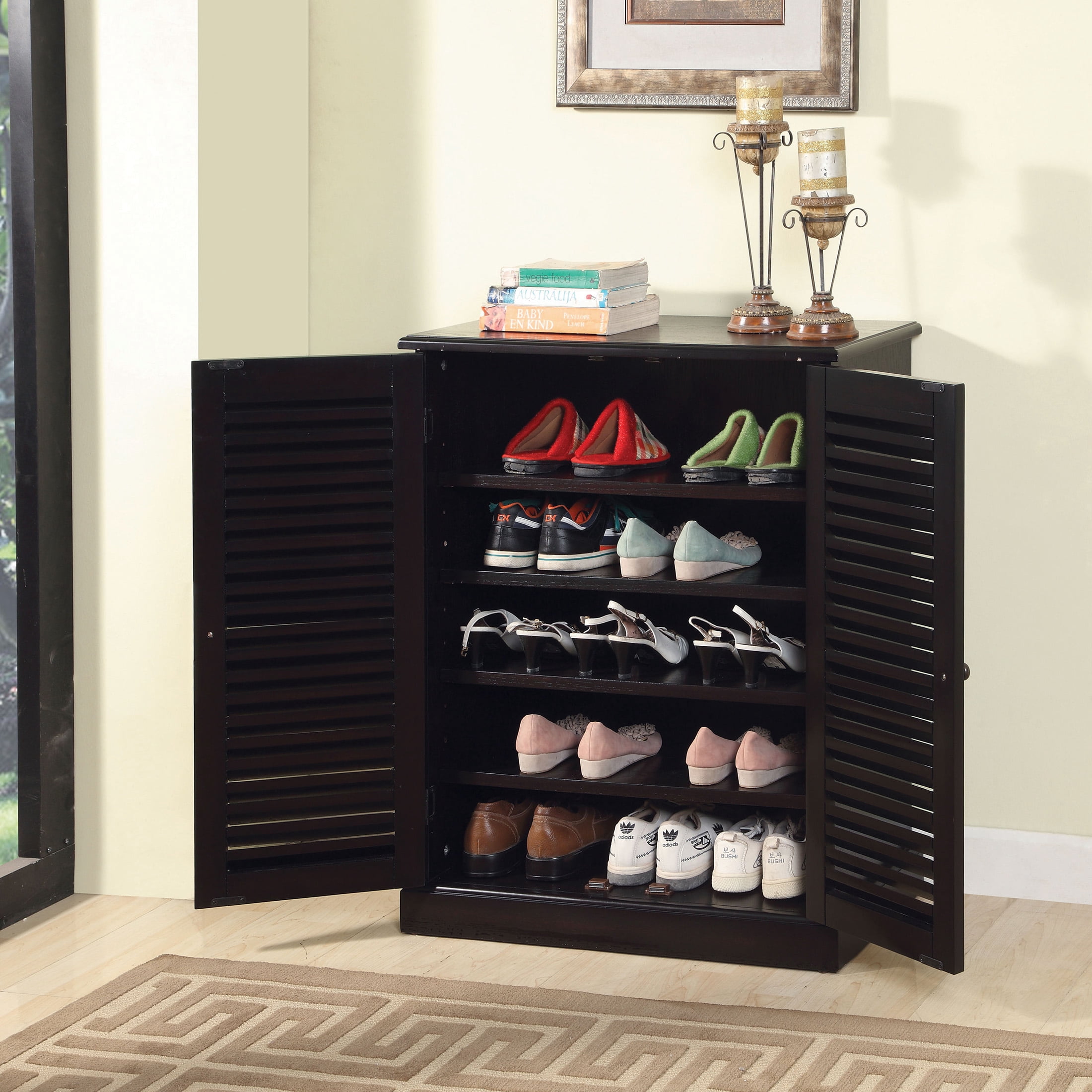 Furniture of America Johnson 2-Door Shoe Cabinet, Espresso