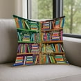 thumbnail image 2 of TiniDecor Bookshelf Pillow, 16x16" Poly Oxford, Cozy Book Nook Cushion, Literary Home Decor, 2 of 5