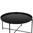 thumbnail image 4 of Benjara Ely 33" Coffee Table- Round Tray Top- Cross Base- Black Metal Finish, 4 of 5