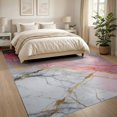 thumbnail image 3 of ODIKA 8'x10' Washable Area Rug Marble Gradient Abstract With Modern Gold Veined Border Accents for Dining Room, Large Office, Lounge, Non-Slip Chair-Friendly Mat, 3 of 7