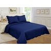 "All for You 3pc Reversible Quilt Set, Bedspread, and Coverlet-4 different sizes-Navy color ( full/queen 86""x 86"" with standard pillow shams)"