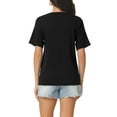thumbnail image 3 of INSPIRE CHIC Women's Casual Short Sleeve T Shirts Basic Summer Knit Tops Loose Solid Color Blouse S Black, 3 of 6