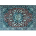 thumbnail image 1 of Ahgly Company Indoor Rectangle Medallion Light Blue Traditional Area Rugs, 2' x 4', 1 of 4