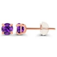 thumbnail image 2 of Decadence 14K Rose Gold Plated 925 Sterling Silver 3mm Round Natural Purple Amethyst February Birthstone Stud Earrings For Women, 2 of 5