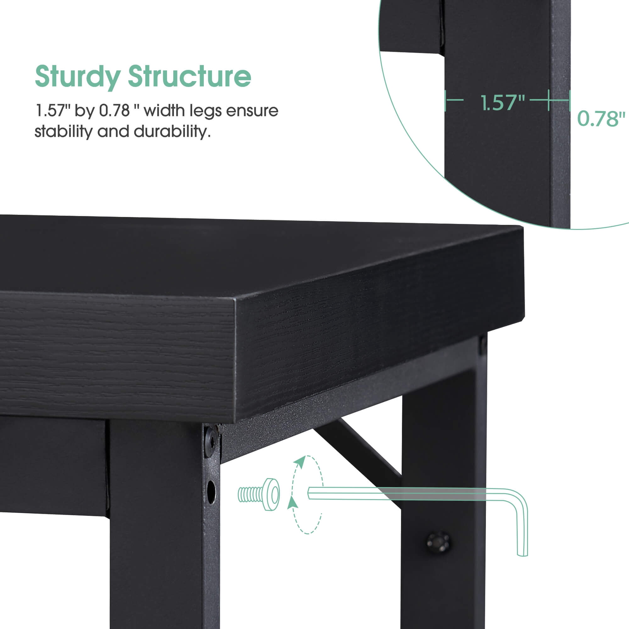 Ivinta L-Shaped Desk, Adult Lap Desks, 44" x 58", Black, 1 Count, 1 Pack