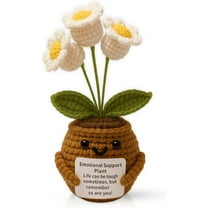 Emotional Support Crochet Flower Gift, Handmade Plush Plant with Positive Message, Unique Mini Decor for Desk, Friends, Teachers, 5 Styles - Resilience Bloom Buddy