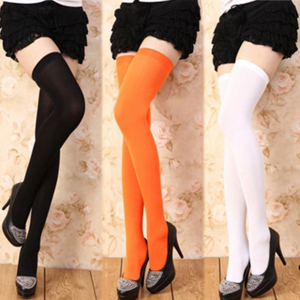 Womens Lace Knee High Stockings Solid Thigh High Socks Leg Warmers For Workout Cosplay & Daily Use 