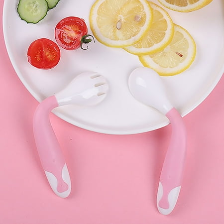 

AdXKenry Tableware Set Disposable Baby Cutlery Easy Grip Heat-Resistant Twistable Self Feeding Learning Spoon Fork