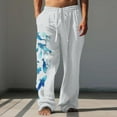 thumbnail image 5 of White Cargo Pants, Linen Men Cargo Pants, Golf Pants Men, 3D Print Men's Side Pockets Elastic Drawstring Design Pants Trousers Straight Leg Trousers Outdoor Holiday, 5 of 5