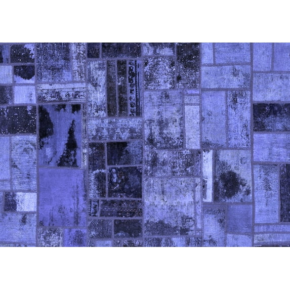 Ahgly Company Machine Washable Indoor Rectangle Patchwork Blue Transitional Area Rugs, 2' x 3'
