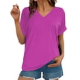 thumbnail image 2 of Tittly Womens T Shirts Tops for Women Trendy Casual Short Sleeve Tops for Women Women Shirt Short Sleeve Casual Stylish Top Shirts Pink, 2 of 4
