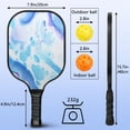 thumbnail image 4 of Pickleball Paddles Set Of 2, Fiberglass Surface, Turquoise Marble Pattern, 4 Balls & Bag, 4 of 5