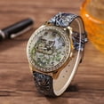 thumbnail image 2 of Owl Watch Crystal Stones Black Rose Design Band Glow in the Dark Hands Two Owls Wrist Watch-235, 2 of 4