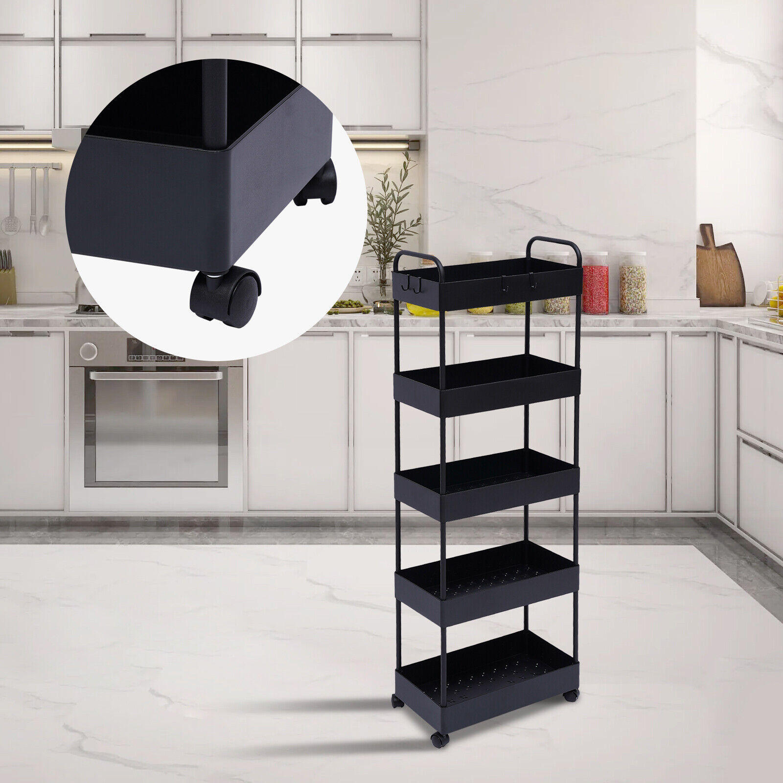 DENEST MultiPurpose Kitchen Utility Carts 5 Tier Metal Rolling Storage