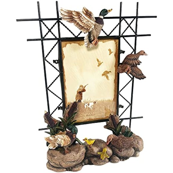 Urbalabs Western Hunter Duck 4x6 Old Wagon Picture Frame Desk Photo Frame Country Decor Picture Box 4" x 6" Rustic Gifts Farmhouse Picture Frames Standing Elaborate Picture Frame (Duck Hunter)