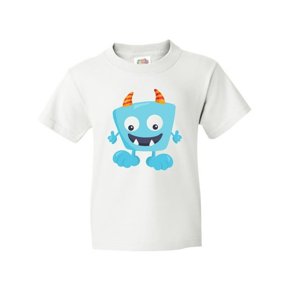 Inktastic Cute Monster, Little Monster, Blue Monster, Horns Youth T-Shirt