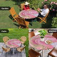 thumbnail image 4 of Pink Marble Round Tablecloth for 45-54 Inch Tables, Fitted Table Cover with Elastic Edge, Modern Abstract Luxury Golden Artwork Waterproof Outdoor Table Cloth Protector for Patio Garden Dinner Picnic, 4 of 9
