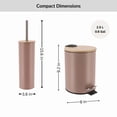 thumbnail image 4 of Cappuccino Bathroom Set with Bamboo Lid - Matte Metal Trash Can and Toilet Brush, 4 of 8