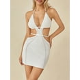 thumbnail image 5 of Elippeo Women Halter Bodycon Mini Dress, Sleeveless Tie Backless Hollow Out Knit Beach Dress, 5 of 10