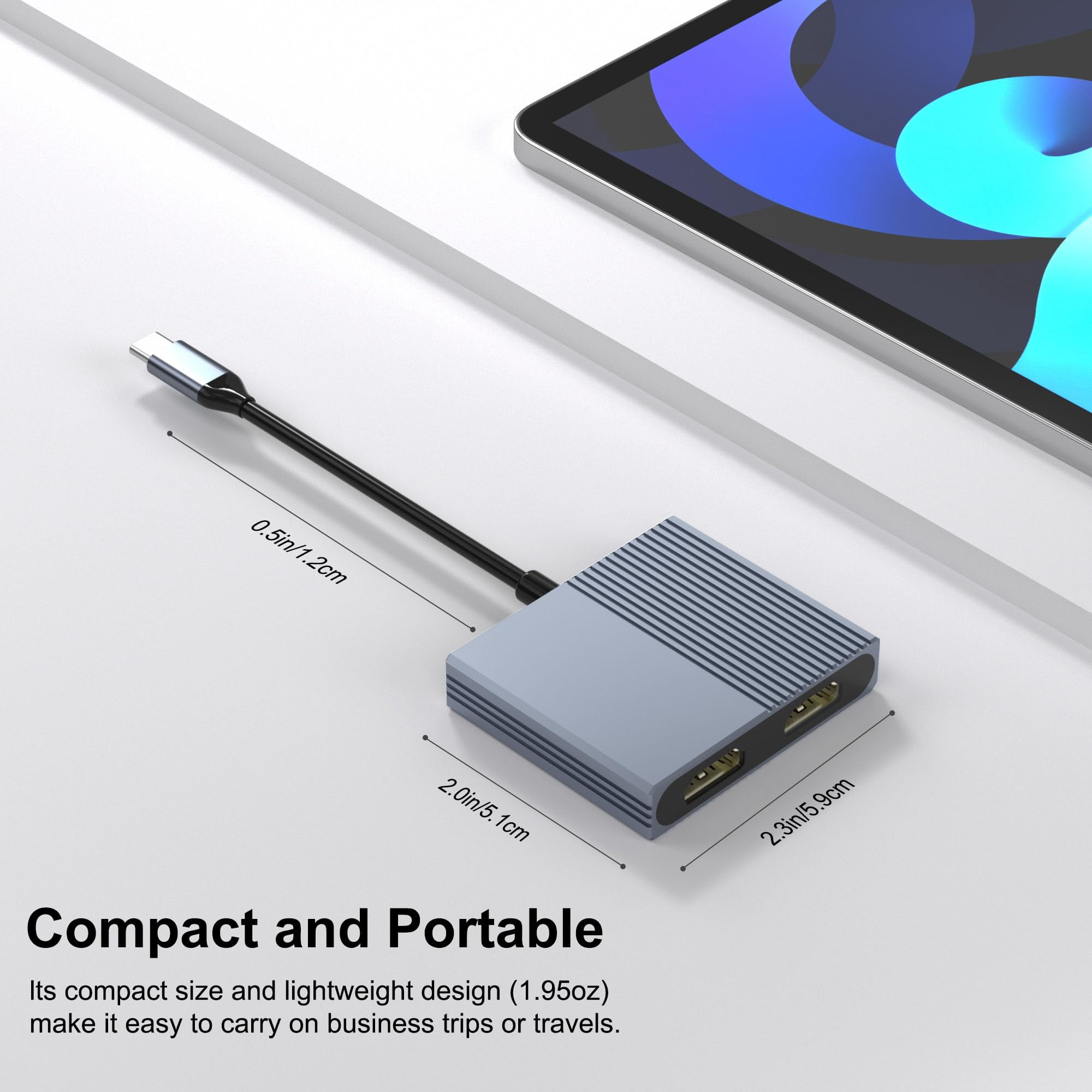 HDMI Splitter for Dual Monitors, Dual HDMI Adapter for 2 Monitors, 4K@60hz Display, USB C to Double Adapter, Splitter Extended Display, Docking Station for Dell/HP/Mac