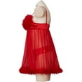 thumbnail image 3 of Women Fembot Costume Red Sexy Feather Lingerie Suit Suspender Dress, 3 of 7