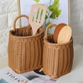 thumbnail image 6 of Plastic Woven Wall Hanging Storage Basket, Decorative Organizer Bin for Living Room, Kitchen & Bedroom, Space-Saving Wall Mounted Home Decor, Stylish and Functional Easter Supply, Medium, Brown, 6 of 7