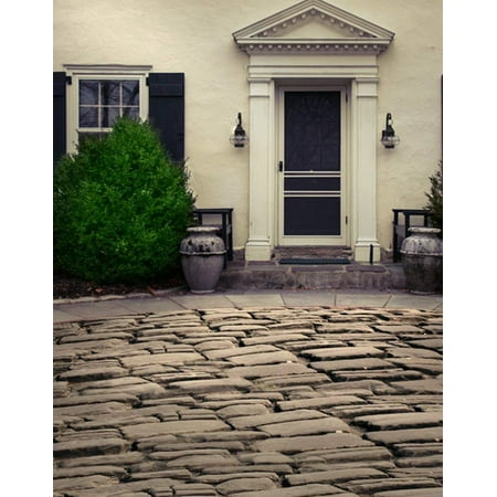 Image of ABPHOTO Polyester 5x7ft Stone Floor House Tree Photography Backdrops Photo Props Studio Background