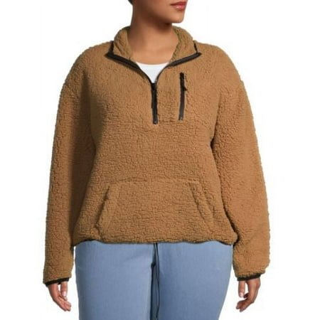 No Boundaries Juniors' Plus Sherpa Pullover