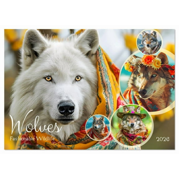 Wolves. Fashionable Wildlife (Monthly Wall Calendar 2026 11.7 x 16.5 (open)), CALVENDO 14 Month Calendar
