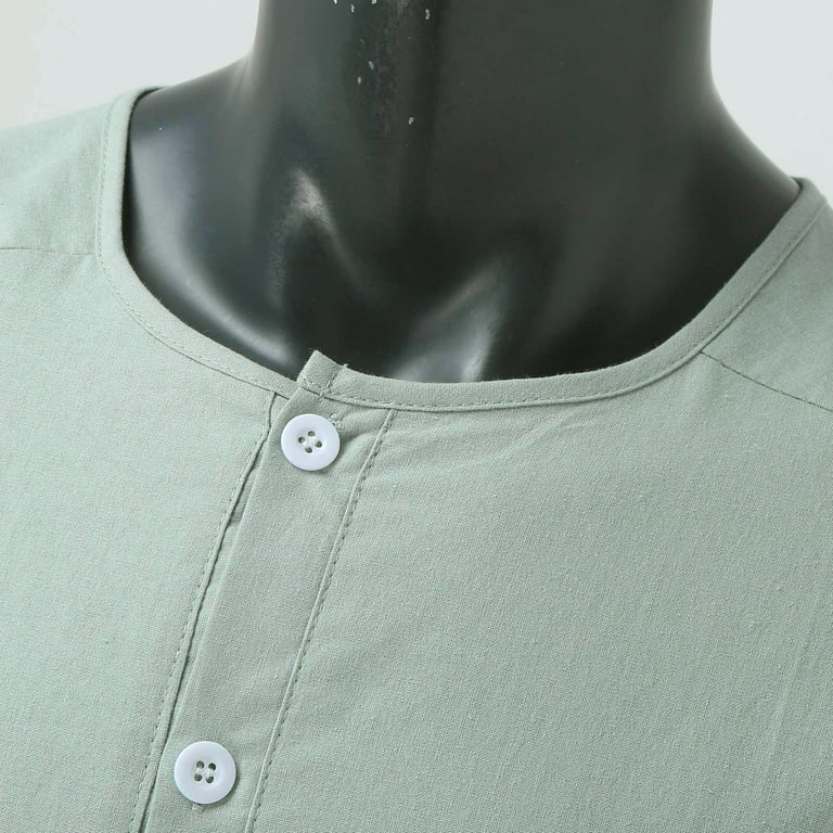Mens Shirts Casual Stylish Summer Solid Color Cotton And Linen