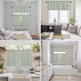 thumbnail image 6 of Sage Green Buffalo Plaid Kitchen Curtains, Farmhouse Green White Checkered Kitchen Curtains and Valances Set of 3, Light Filtering Tailored Tier Curtain 24 Inch Length Drapes for Cafe Sink Bedroom, 6 of 8