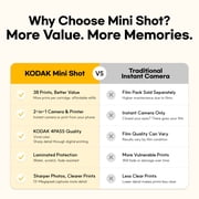 KODAK Mini Shot 3 Retro 4PASS 2-in-1 Instant Camera and Photo Printer (3x3 inches) + 38 Sheets Bundle, Yellow