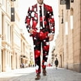 thumbnail image 2 of ZHOUCHANKIDS Men's Valentine's Day Printed Suit Set Two Piece Formal Attire with Rose Design Jacket and Trousers Red M, 2 of 6